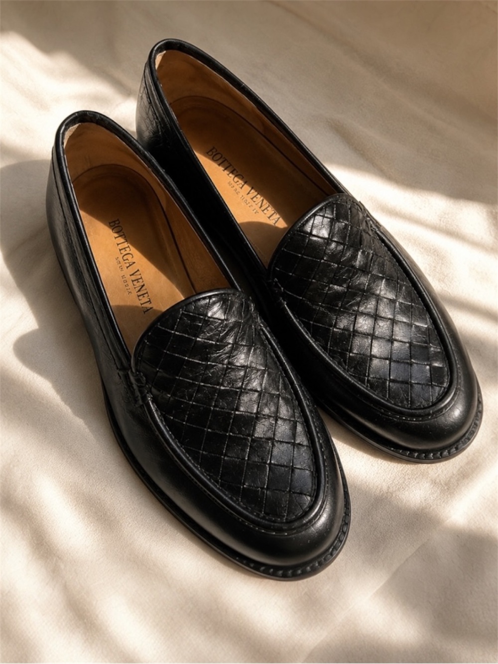 Bottega Veneta Black Intrecciato Leather Loafers